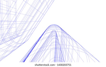 Abstract modern architecture building 3d