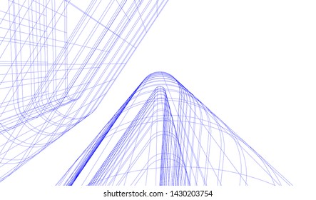 Abstract modern architecture building 3d