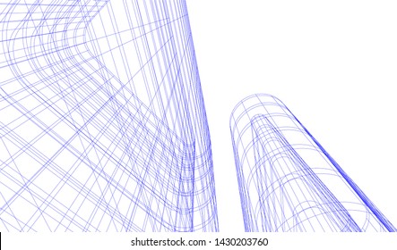 Abstract modern architecture building 3d
