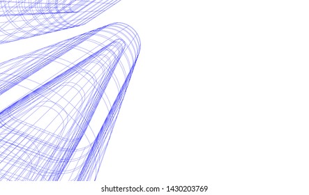 Abstract modern architecture building 3d