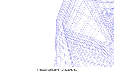 Abstract modern architecture building 3d