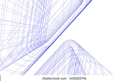 Abstract modern architecture building 3d