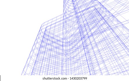 Abstract modern architecture building 3d