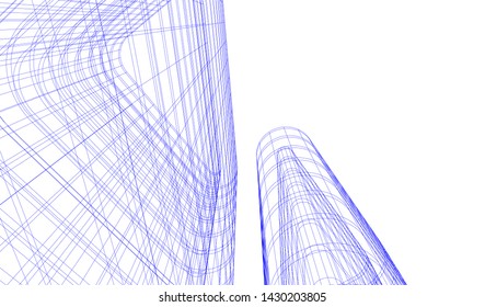 Abstract modern architecture building 3d
