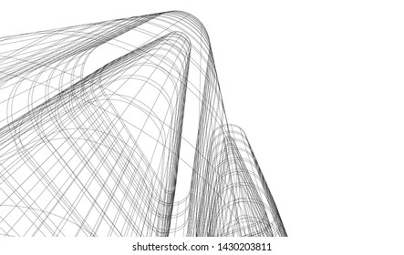 Abstract modern architecture building 3d