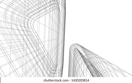 Abstract modern architecture building 3d