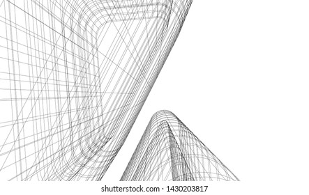 Abstract modern architecture building 3d
