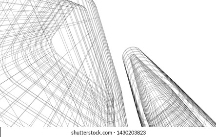 Abstract modern architecture building 3d
