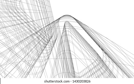 Abstract modern architecture building 3d