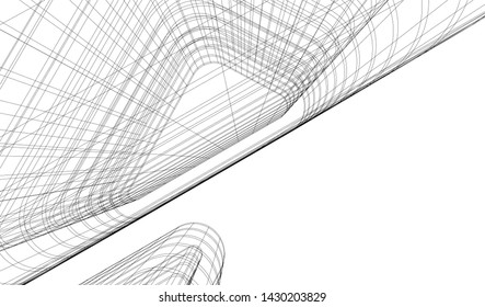 Abstract modern architecture building 3d