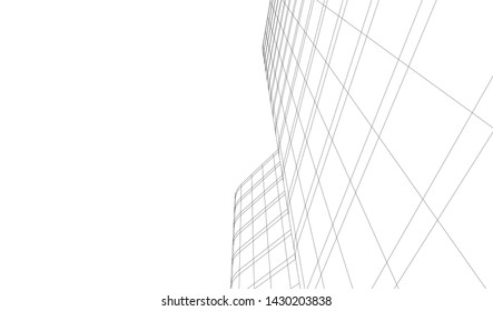 Abstract modern architecture building 3d