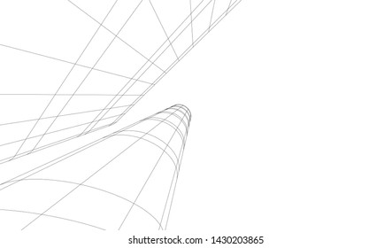 Abstract modern architecture building 3d