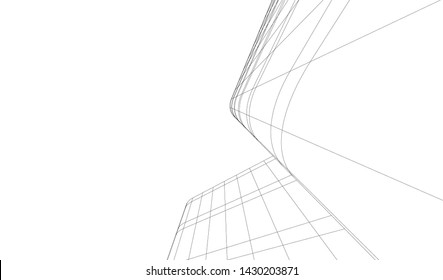 Abstract modern architecture building 3d