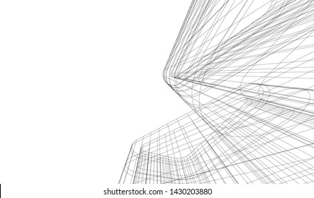 Abstract modern architecture building 3d