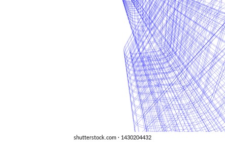 Abstract modern architecture building 3d