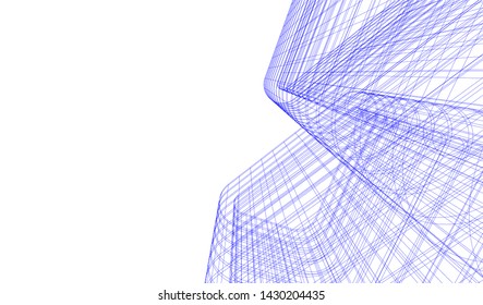 Abstract modern architecture building 3d