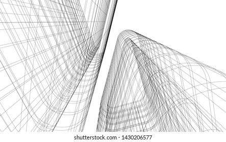 Abstract modern architecture building 3d
