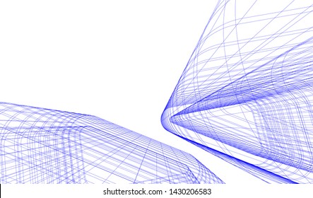 Abstract modern architecture building 3d
