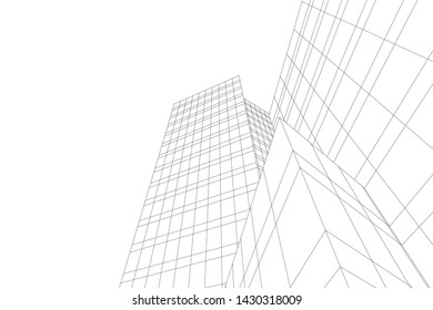 Abstract modern architecture building 3d