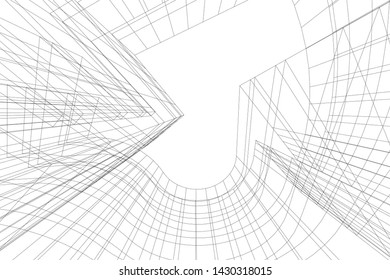 Abstract modern architecture building 3d