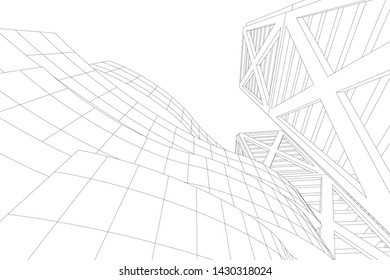 Abstract modern architecture building 3d