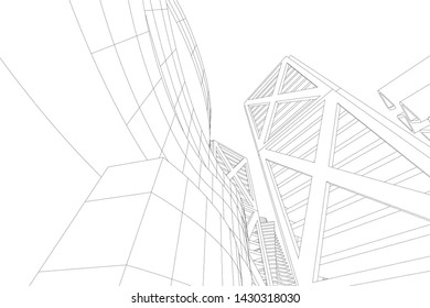 Abstract modern architecture building 3d