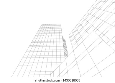 Abstract modern architecture building 3d