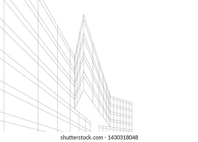 Abstract modern architecture building 3d