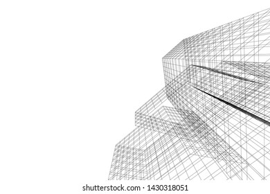 Abstract modern architecture building 3d