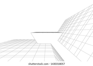 Abstract modern architecture building 3d