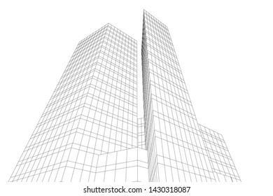 Abstract modern architecture building 3d