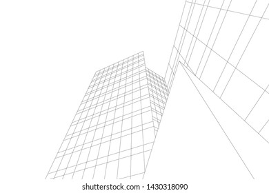 Abstract modern architecture building 3d