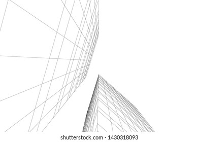 Abstract modern architecture building 3d