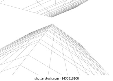 Abstract modern architecture building 3d