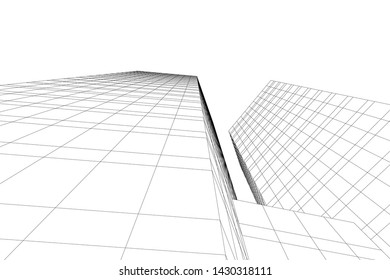 Abstract modern architecture building 3d