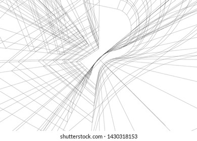 Abstract modern architecture building 3d