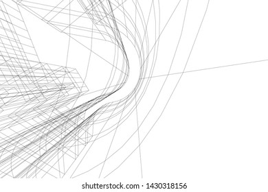 Abstract modern architecture building 3d