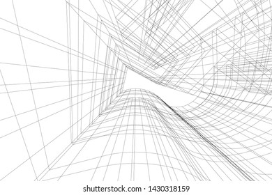 Abstract modern architecture building 3d