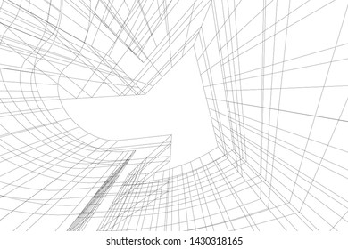Abstract modern architecture building 3d