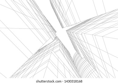 Abstract modern architecture building 3d