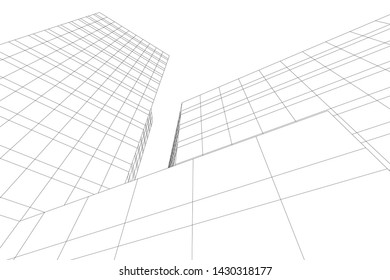 Abstract modern architecture building 3d
