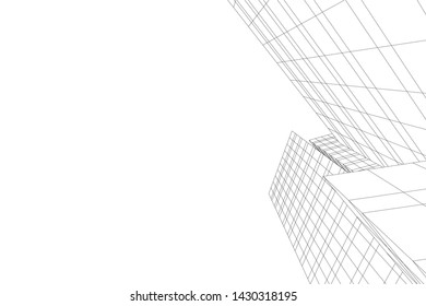 Abstract modern architecture building 3d