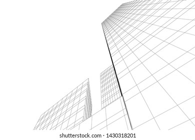 Abstract modern architecture building 3d