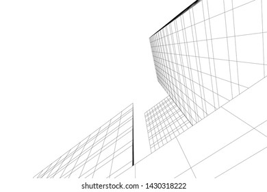 Abstract modern architecture building 3d