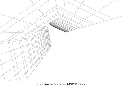 Abstract modern architecture building 3d