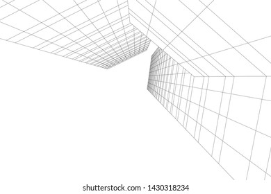 Abstract modern architecture building 3d