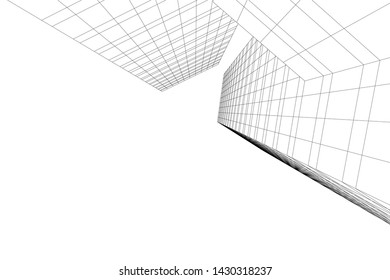 Abstract modern architecture building 3d