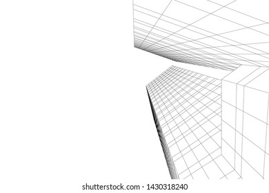 Abstract modern architecture building 3d