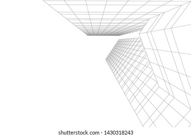 Abstract modern architecture building 3d