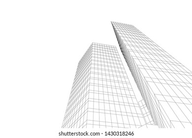 Abstract modern architecture building 3d
